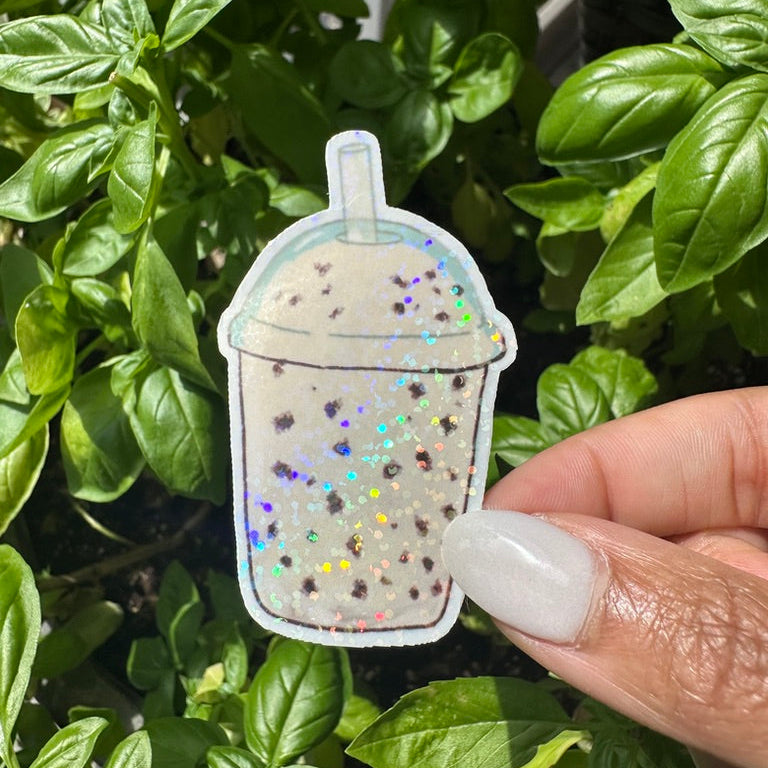 A die-cut sticker of an cookies and cream milkshake drink. Stickers for water bottle, laptop sticker, cute sticker, cool sticker