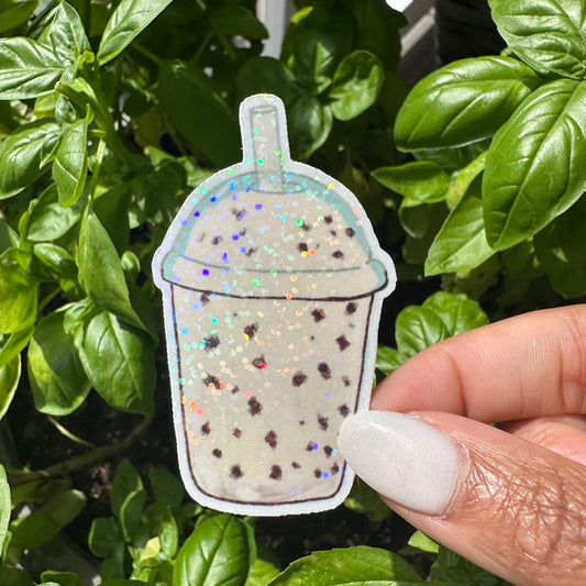 A die-cut sticker of an cookies and cream milkshake drink. Stickers for water bottle, laptop sticker, cute sticker, cool sticker  